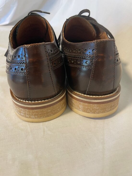 JOHNSTON & MURPHY Made in Italy 24-7376 8.5 M Brown Leather Brogue Oxfords